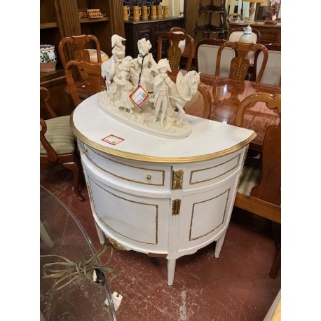 Comoda curva pintada en blanco y oro 1/p 1/c