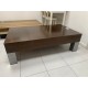 Mesa centro rectangular moderna tapa nogal oscuro patas metal