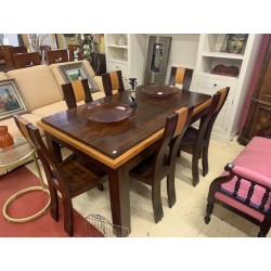 Mesa comedor bicolor madera de roble + 6 sillas
