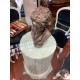 Mesa comedor columna marmol travertino tapa cristal redondo