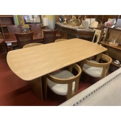 Mesa comedor tapa madera roble 2 pies curvos