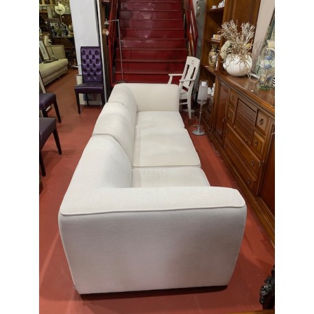 Sofa 3 piezas chenilla en color blanco